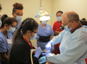 Dentist teaching students